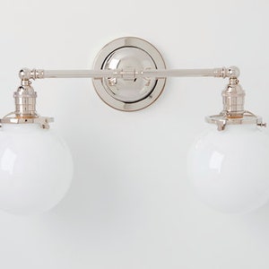 Kitchen Light - Bathroom Vanity - Light Fixture Wall Sconce - 6" white handblown glass - made in the USA