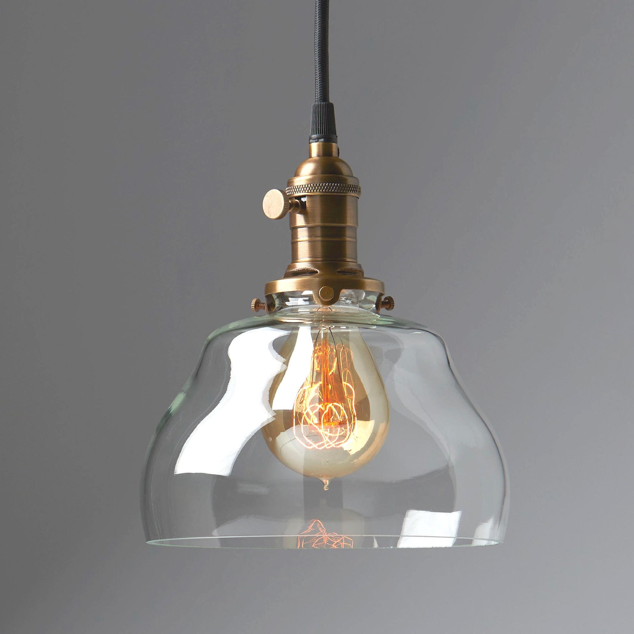 Clear Gourd Glass Pendant -- Handblown Glass - Made in the USA