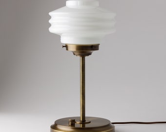 Art Deco Table Lamp - Hand Blown Glass - Brass  Lighting - Table Lamp - Art Deco Light - Dimmable Lamp - Desk Lighting