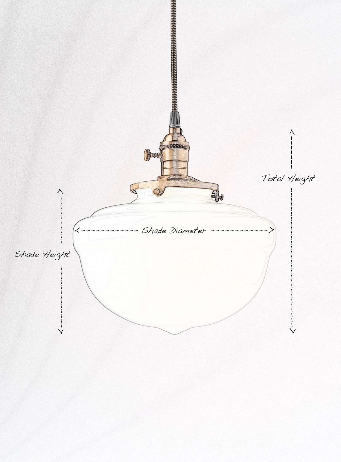 6" White Glass Dome Pendant Light Fixture **USA Handblown Glass - Etsy