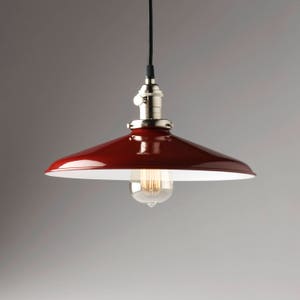 Pendant Light Fixture 12&quot; Red Vintage Industrial Shade