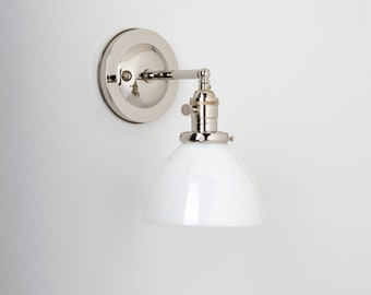 Wall Sconce lighting with 6" White Glass Dome Shade Fixture