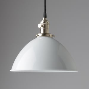 10&quot; White Metal Dome Pendant Light Fixture vintage style