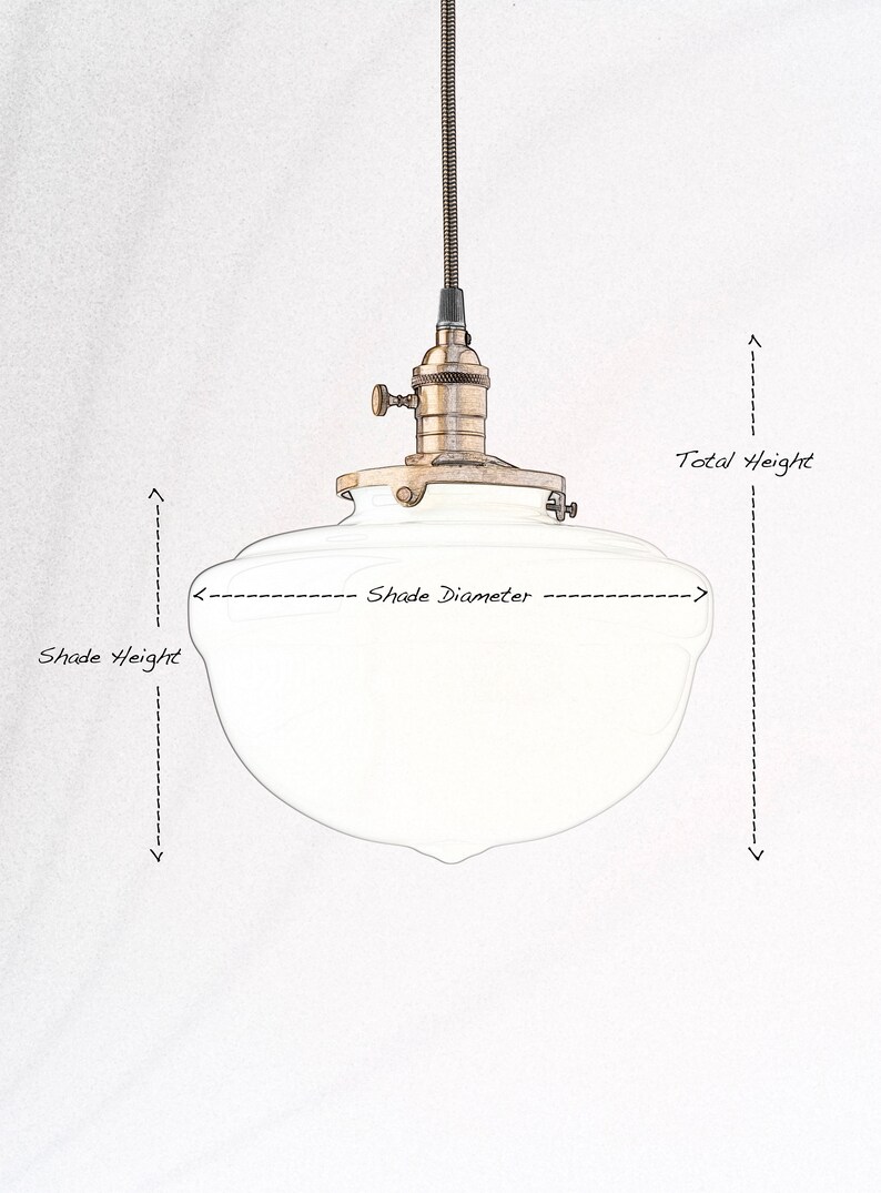 8 Clear Glass Shade Schoolhouse Style Light Pendant Fixture U.S. handmade glass image 4