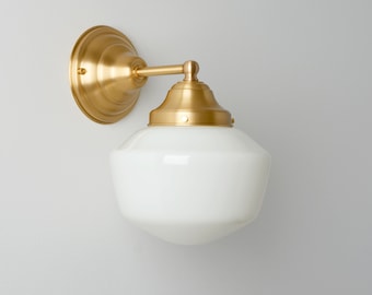 Schoolhouse Lighting Fixture - Traditional Classic Wall Sconce - Hand Blown Glass