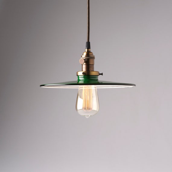 Pendant Light Fixture With Flat Metal Shade Choose Your Color