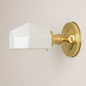 Art Deco  Geometric -  Vanity lighting - Bathroom fixture - Wall sconce Kitchen light - Midcentury Modern Handblown Glass Shade