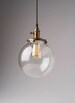 Clear Glass Globe Pendant Light Fixture with 8' Shade Hand Blown Glass