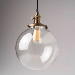 Glass Globe Pendant Light Fixture 10" Hand Blown Glass Globe