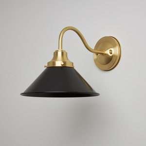 10 Metal Cone Shade Gooseneck Wall Sconce Industrial Lighting Brass Wall Lamp Wall Sconce Kitchen Fixture Bild 1