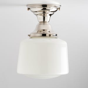 White/Milk Glass Drum Shade Flushmount Light Fixture