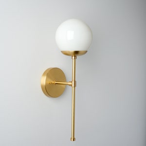 Mid Century Modern Lighting - Contemporary White glass - Milk Glass Sconce