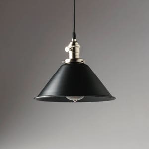 Black Metal Shade Vintage Industrial Pendant Light 8" Hanging Pendant Fixture