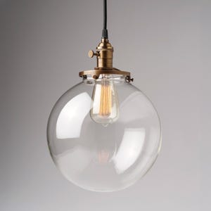 Glass Globe Pendant Light Fixture 10&quot; Hand Blown Glass Globe