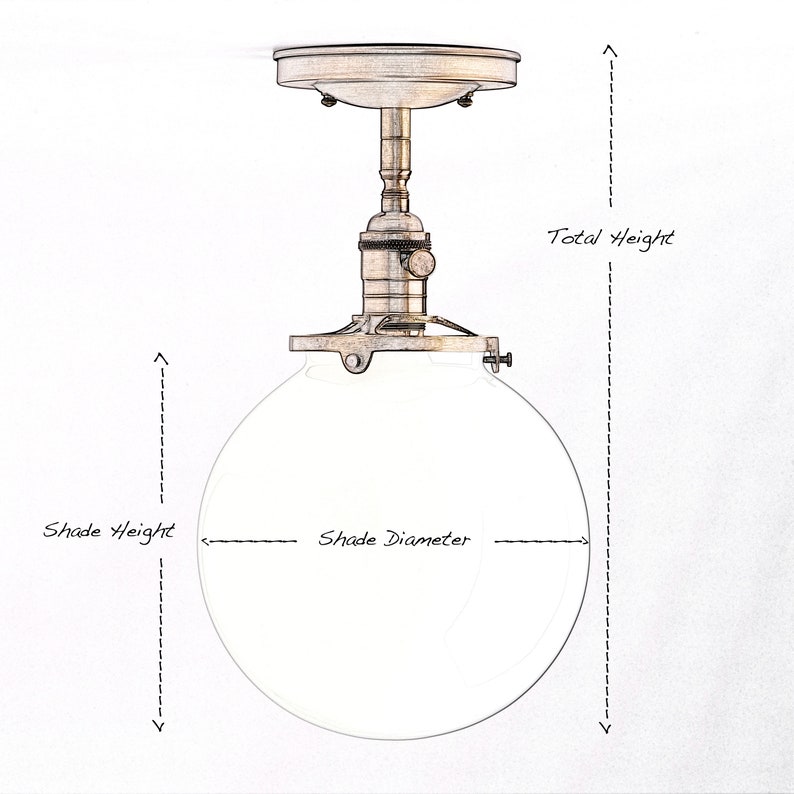 Opal Handblown Glass Cone Shade Semi Flush Mount Light Fixture Made in the USA image 3