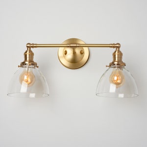 Kitchen Light - Bathroom Vanity - Light Fixture Wall Sconce - 6&quot; Clear glass domes -- handblown/mouthblown glass