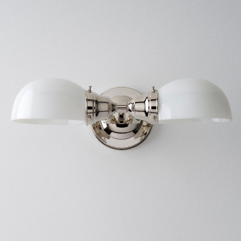Kitchen Light Bathroom Fixture Wall Sconce with white Glass Shades image 2