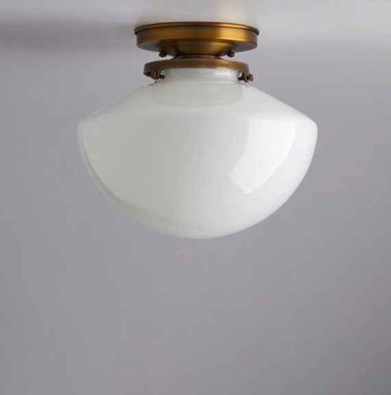 Milk glass flush mount cheap light