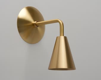 Minimalist Wall Sconce - Brass Light Fixture - Bathroom Vanity Light - Mid Century Lighting