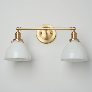 Kitchen Light - Bathroom Vanity - Light Fixture Wall Sconce - 6" milk glass domes -- handblown/mouthblown glass