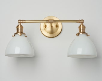 Kitchen Light - Bathroom Vanity - Light Fixture Wall Sconce - 6" milk glass domes -- handblown/mouthblown glass