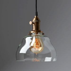 Clear Gourd Glass Pendant -- Handblown Glass - Made in the USA