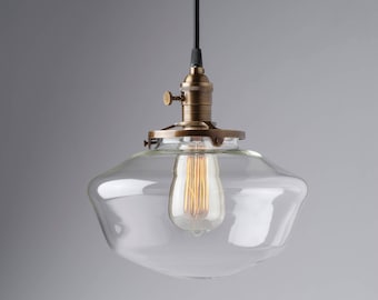 10" Clear Glass Globe Schoolhouse Pendant Light Fixture