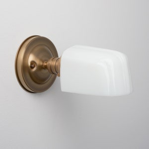 Rounded Midcentury Modern - Vanity Lighting - Bathroom Fixture - Wall Sconce Kitchen Light - Art Deco Handblown Glass Shade