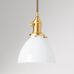 6&quot; White Glass Dome Pendant Light Fixture **USA Handblown Glass