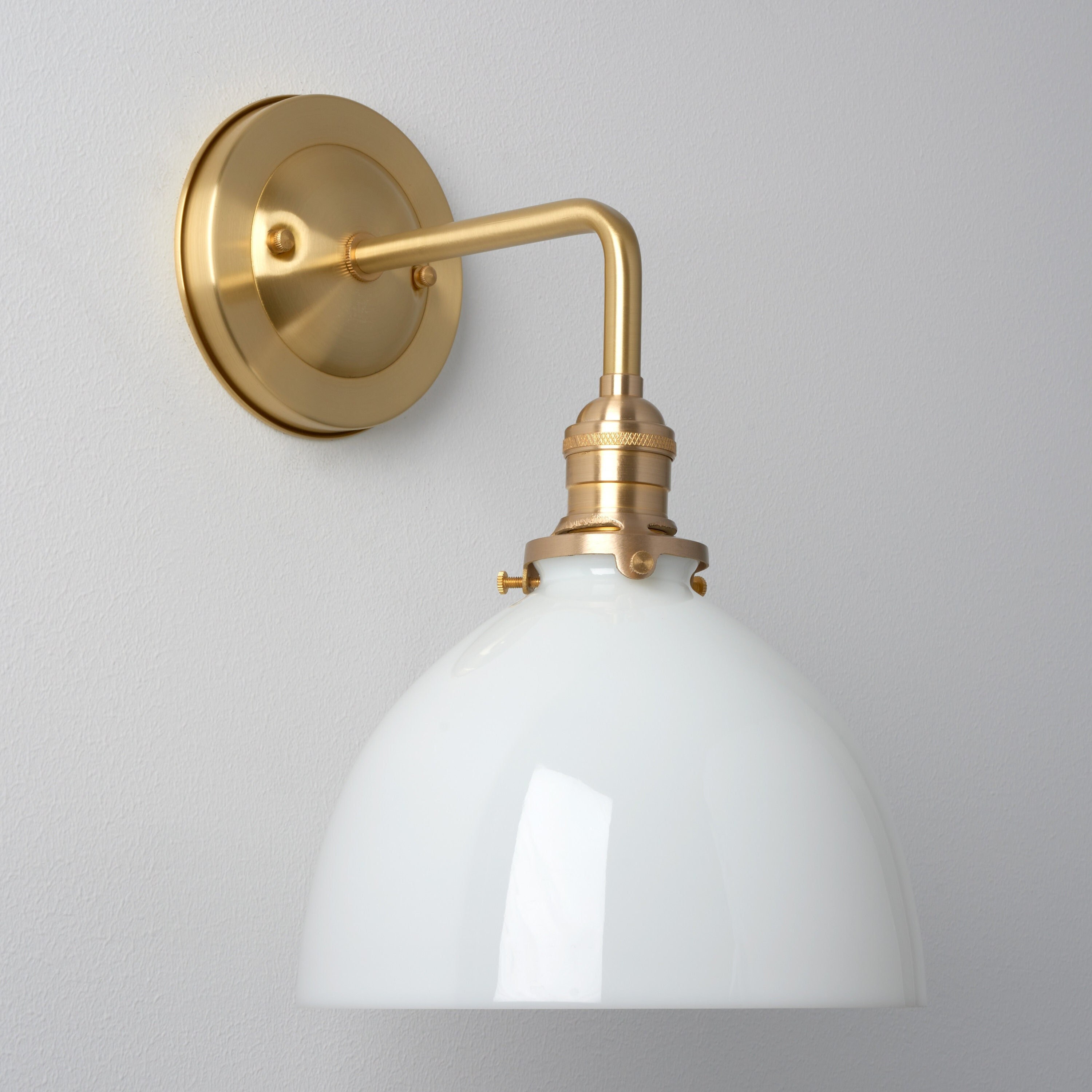 Classic Farmhouse Wall Sconce - 8" White Hand-Blown Glass Dome shade - Kitchen Lighting