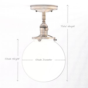 Large Tapered White Schoolhouse Light Fixture Flush Mount hand-blown glass Down Rod Pendant Mid-Century Modern image 4