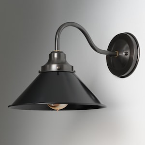 10" Metal Cone Shade - Gooseneck Wall Sconce - Industrial Lighting - Brass Wall Lamp - Wall Sconce - Kitchen Fixture