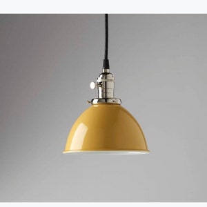 Yellow - Vintage Industrial  - Dome Shade - Pendant Light Fixture - Kitchen lighting