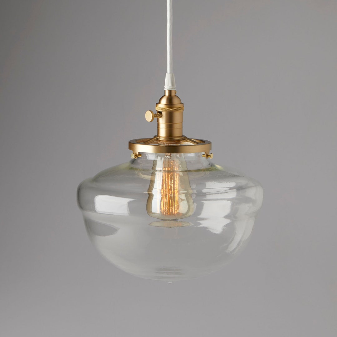 10 Clear Acorn Glass Globe Schoolhouse Pendant Light Etsy 日本