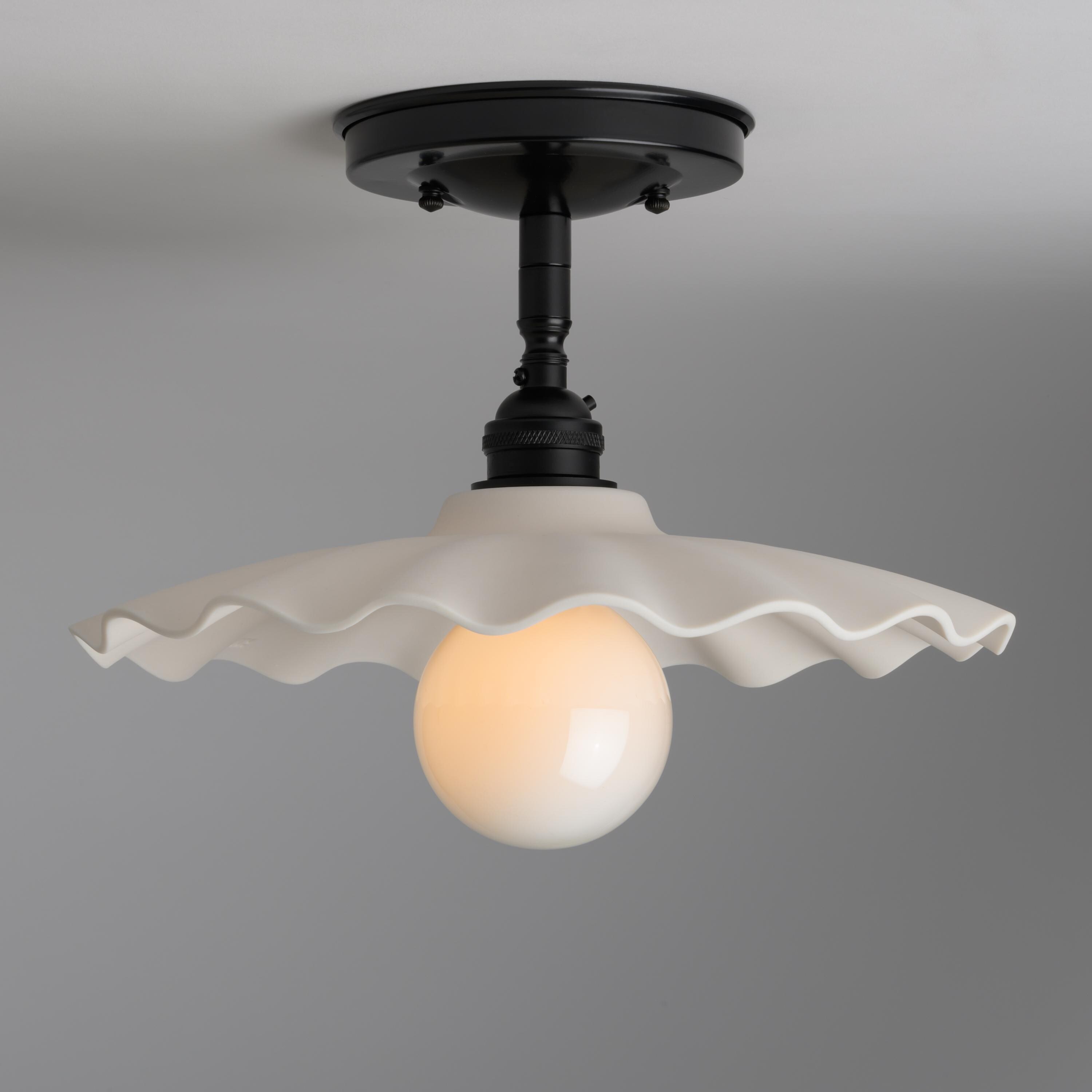 Buy 12 Inch Scalloped Ceramic Shade - Semi-flush Ceiling Light