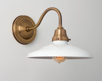 Gooseneck Wall Sconce - Farmhouse Lighting - Task Lighting - Brass Wall Lamp - Kitchen Fixture