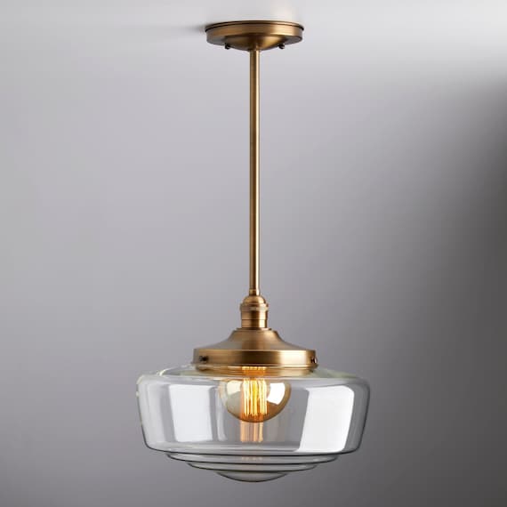 Clear 14 Hand Blown Glass Mid Century Modern Pendant Lighting Hand