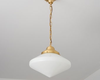 Art Deco Pendant - Chain Light Fixture - Brass Lighting - Mid Century Chandelier