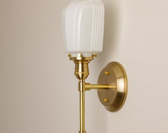 Mid-Century Modern Lighting - Contemporary ArtDeco White glass - Milk Glass Sconce - Vanity Light