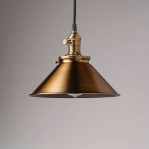 Spun Brass Metal Shade Vintage Industrial Pendant Light 10" kitchen lighting hanging fixture