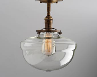Schoolhouse Glass 10" Acorn Clear Shade Flush or Semi-Flush Mount Light Fixture