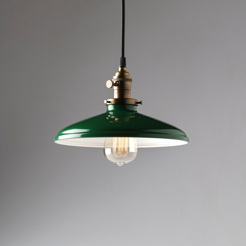 Métal Industriel Vintage Style Luminaire Vert Suspendu Ombre wNm0y8Ovn