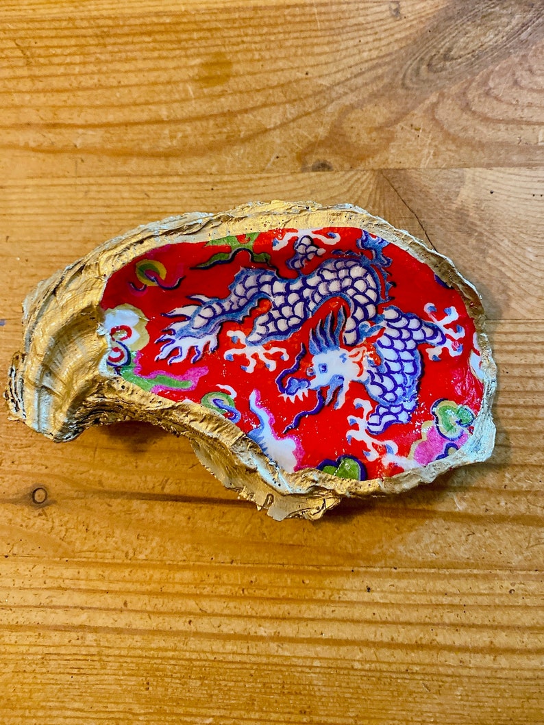 Red Dragon Shell Dragon Oyster Shell Ring Dish - Etsy