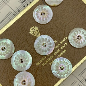 Antique Victorian 1800s Pinky Rose Iridescent Etched Shell Button Buttons / 11/16&quot;