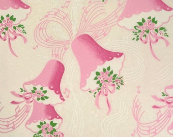 Papier do pakowania prezentów na wesele w stylu vintage z lat 60. XX wieku, różowe dzwonki