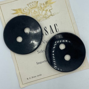 LARGE Vintage 1930s Black Celluloid Concave Disc Coat Button / 1 7/8"