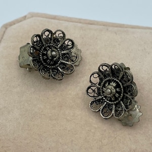 Pendientes vintage mexicanos de filigrana de plata
