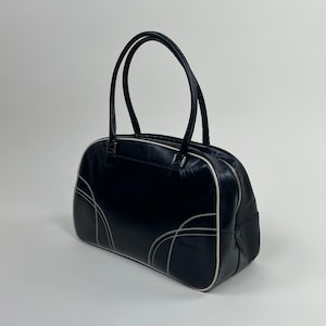 Vintage 2000 00 Original Prada Black Leather Bowling Bag Silver Lock Y2K Designer Handbag Etsy UK