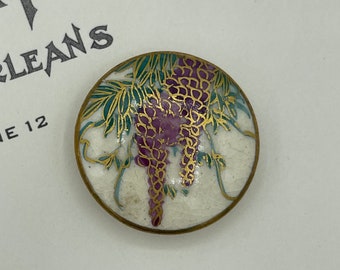 Antique Wisteria Floral Satsuma Japanese Button / 15/16"