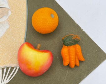 Vintage Celluloid Glass Fruit Vegetable Realistic Goofies